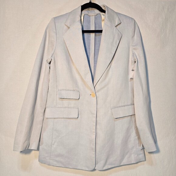 Banana Republic Jackets & Blazers - BANANA REPUBLIC Office Sirencore Light Blue Linen Long & Lean Blazer Size 10.